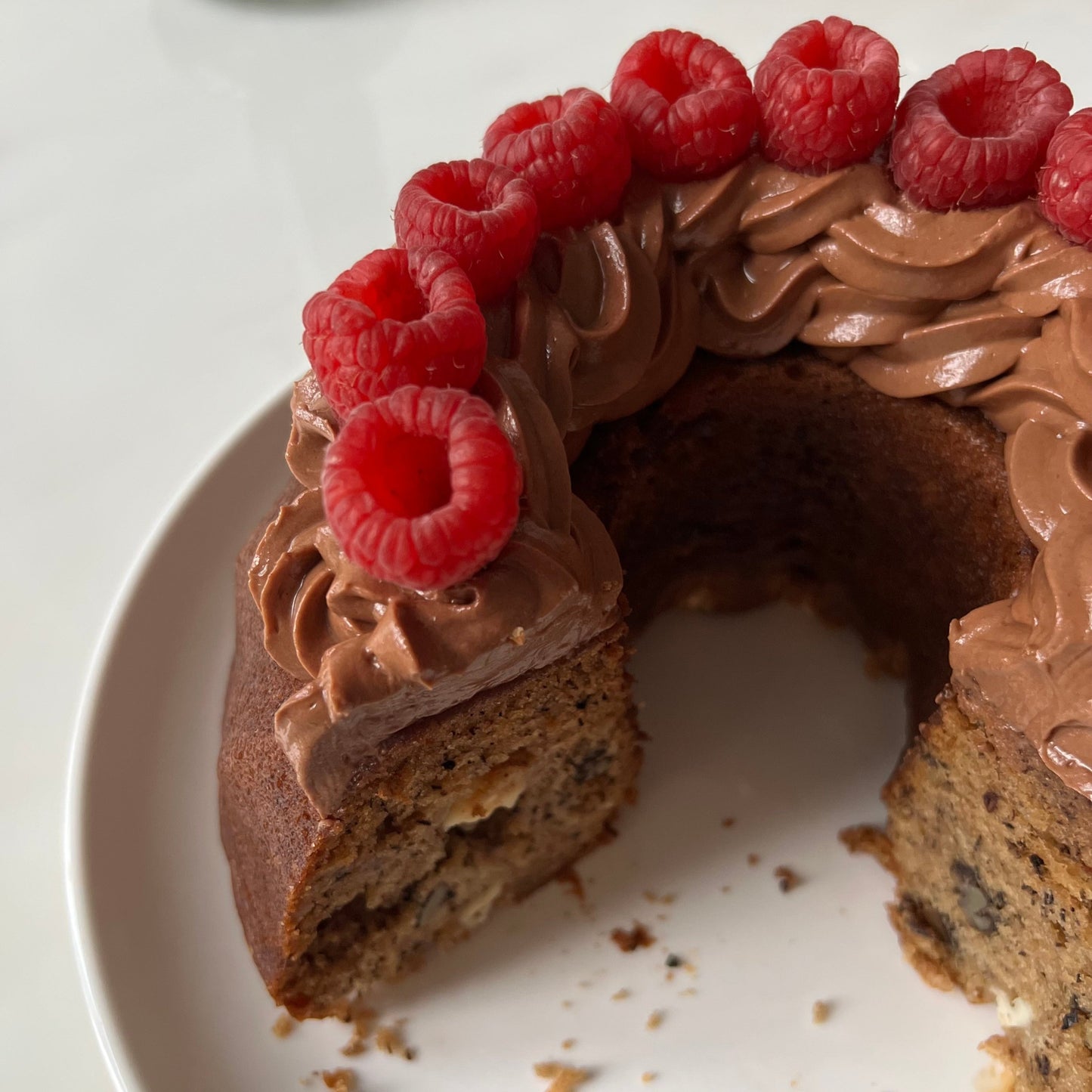 Banana Cake with White Chocolate and Dark chocolate Frosting